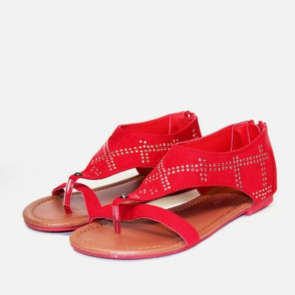 Red with rhinestone sandals